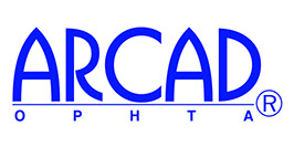 Logotipo ArcadOphta, fabricante francés de fluidos y gas para cirugía vitreorretiniana